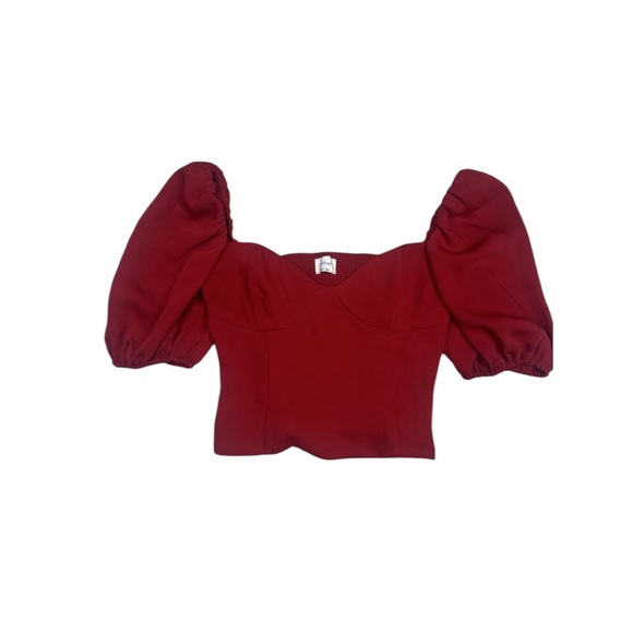 Wilfred Tops - Wilfred Women's‎ Novella Blouse Small Red Sweetheart Neck Smock Puff Sleeve